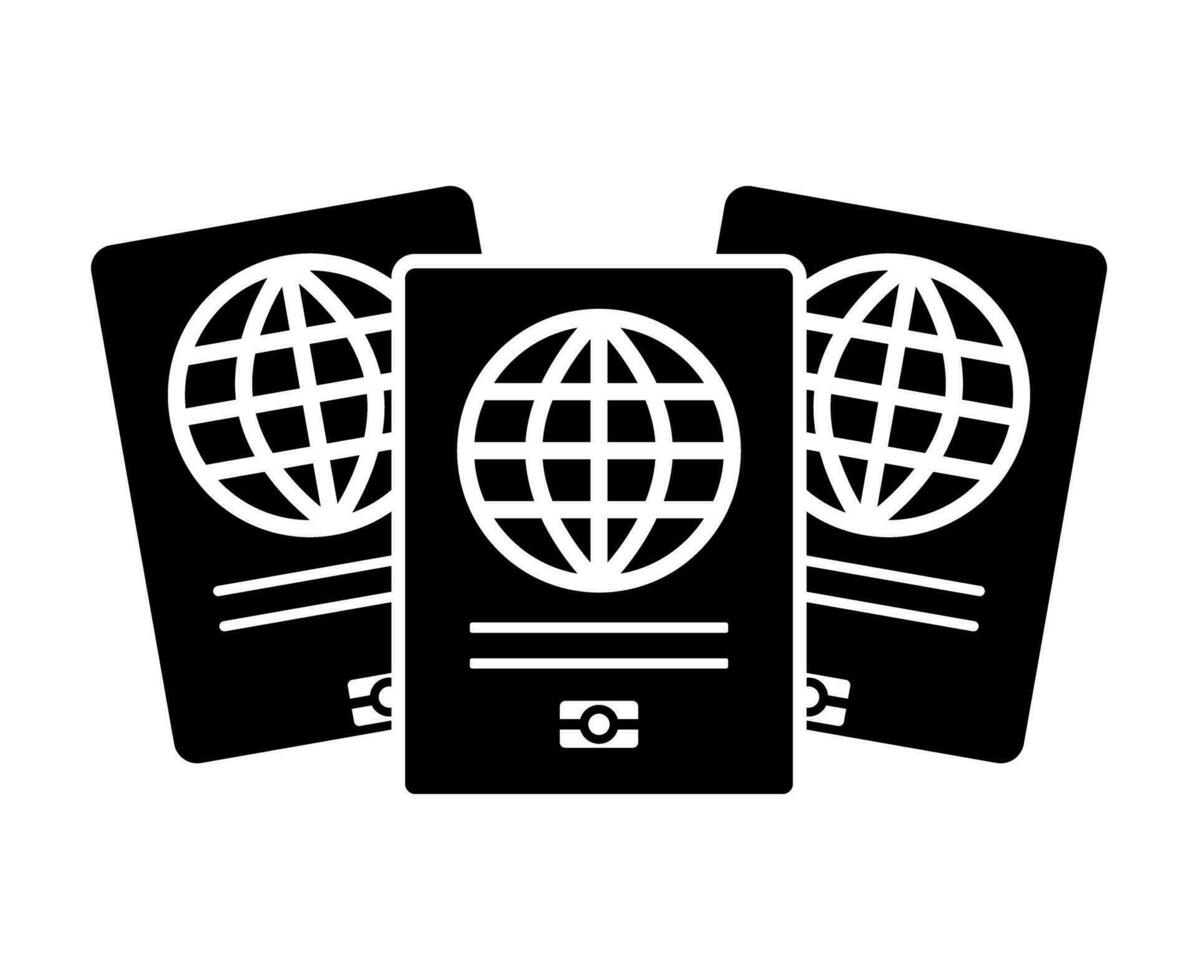múltiple pasaporte silueta iconos prueba articulo para internacional viajar. vector. vector