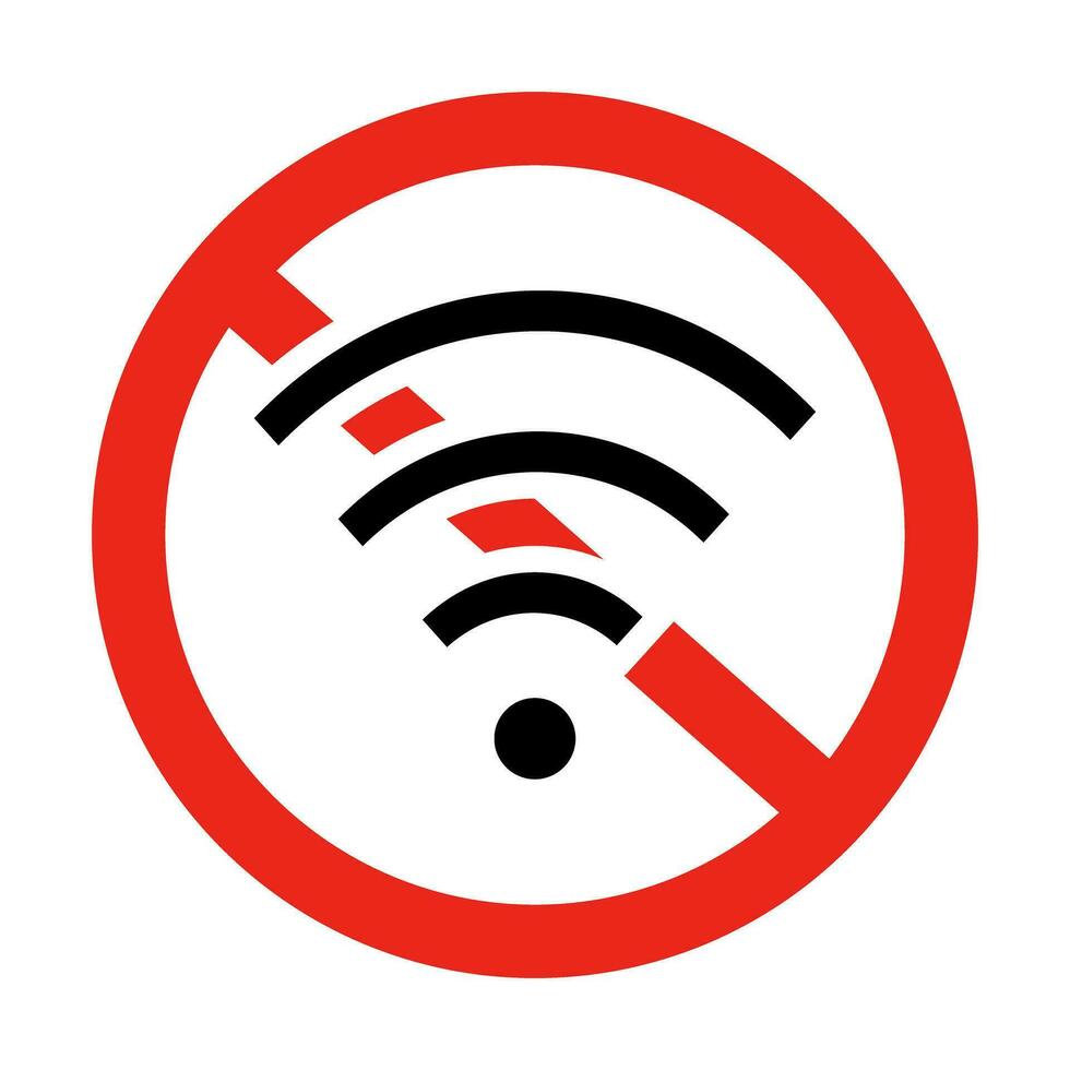 Wi-Fi, radio icons and stop signs. Communication restrictions. vector