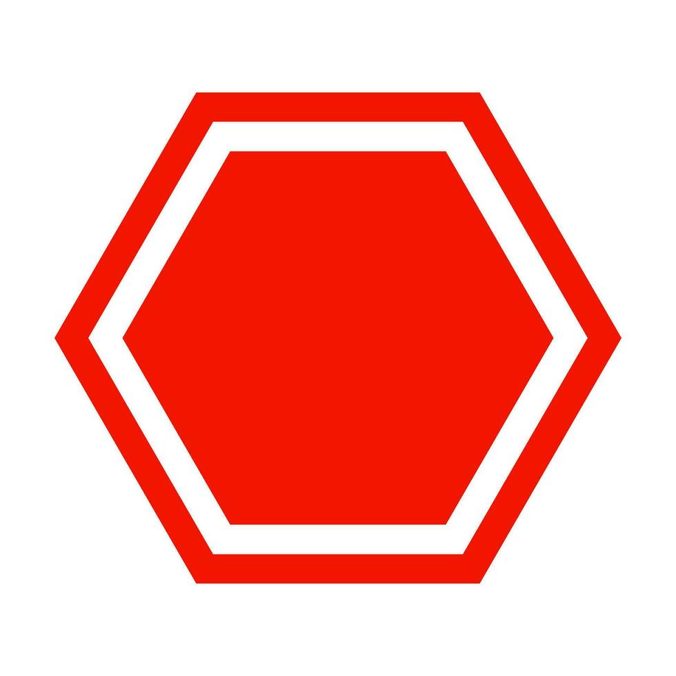 hexagonal rojo signo. un advertencia o peligro la carretera signo. vector. vector