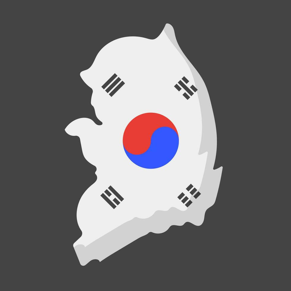 Flat design korean flag design korean map icon. Vector. vector