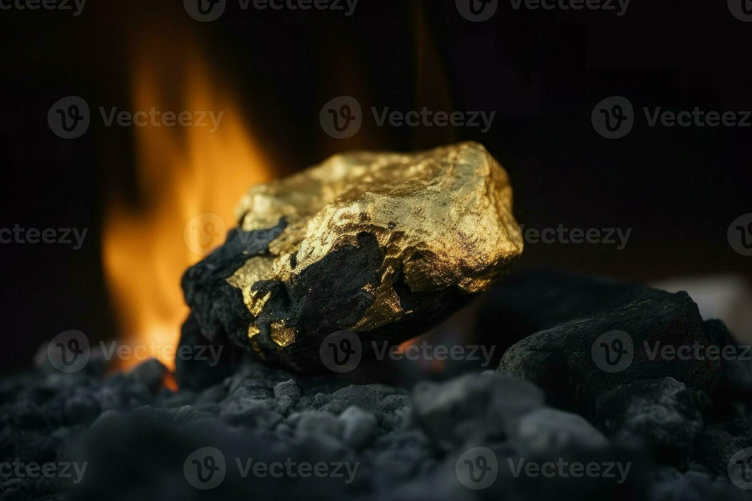 Gold nugget coals. Generate Ai photo