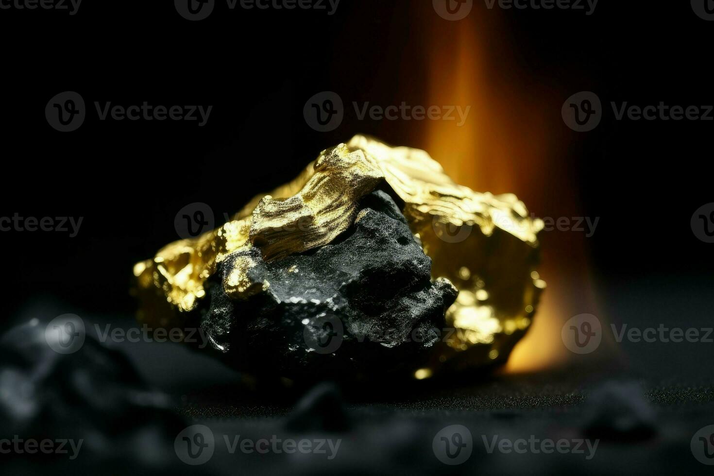 Gold nugget coals stone. Generate Ai photo