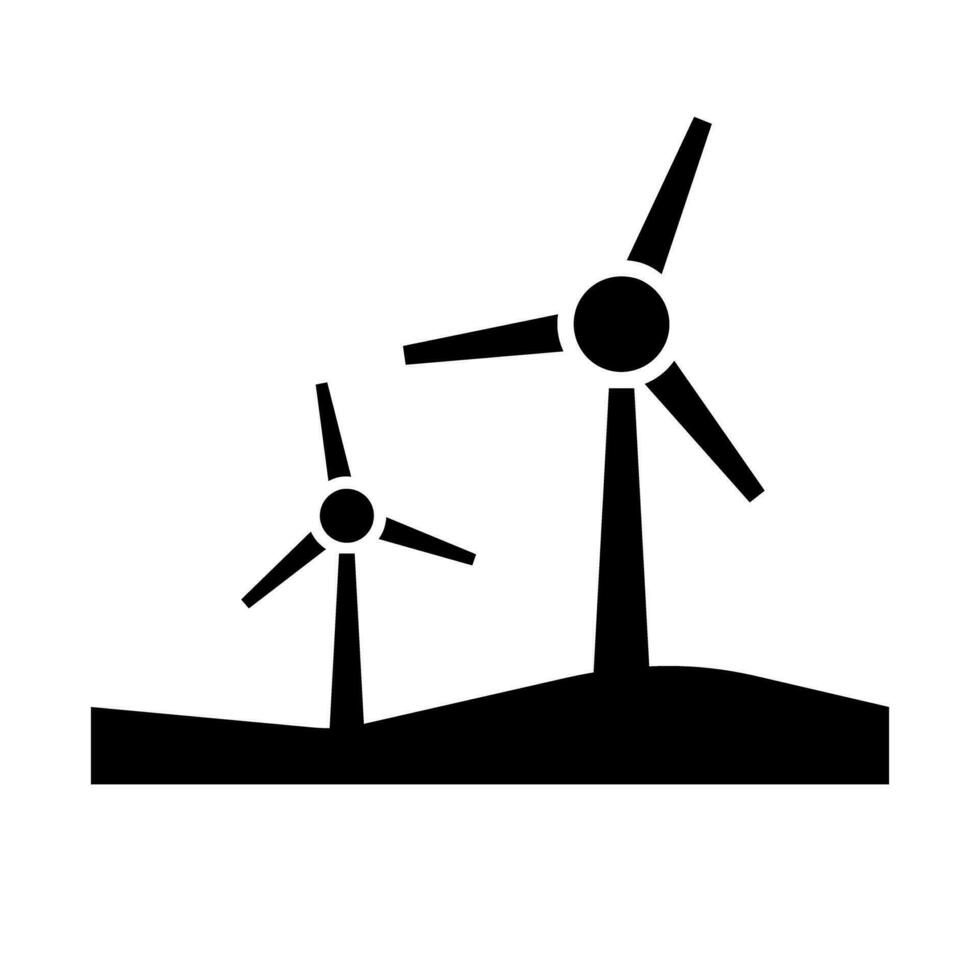 Windmill silhouette icon. Wind power generation. Vector. vector