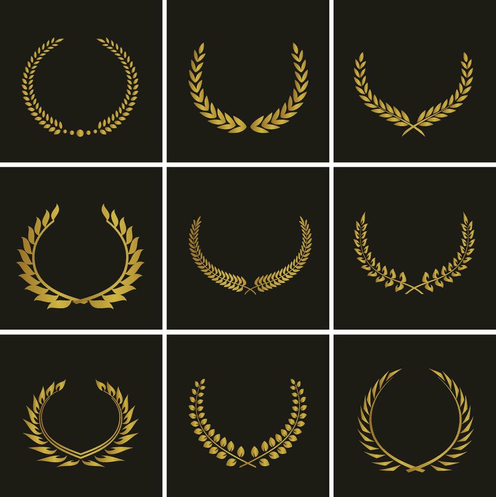 Golden ornaments collection vector