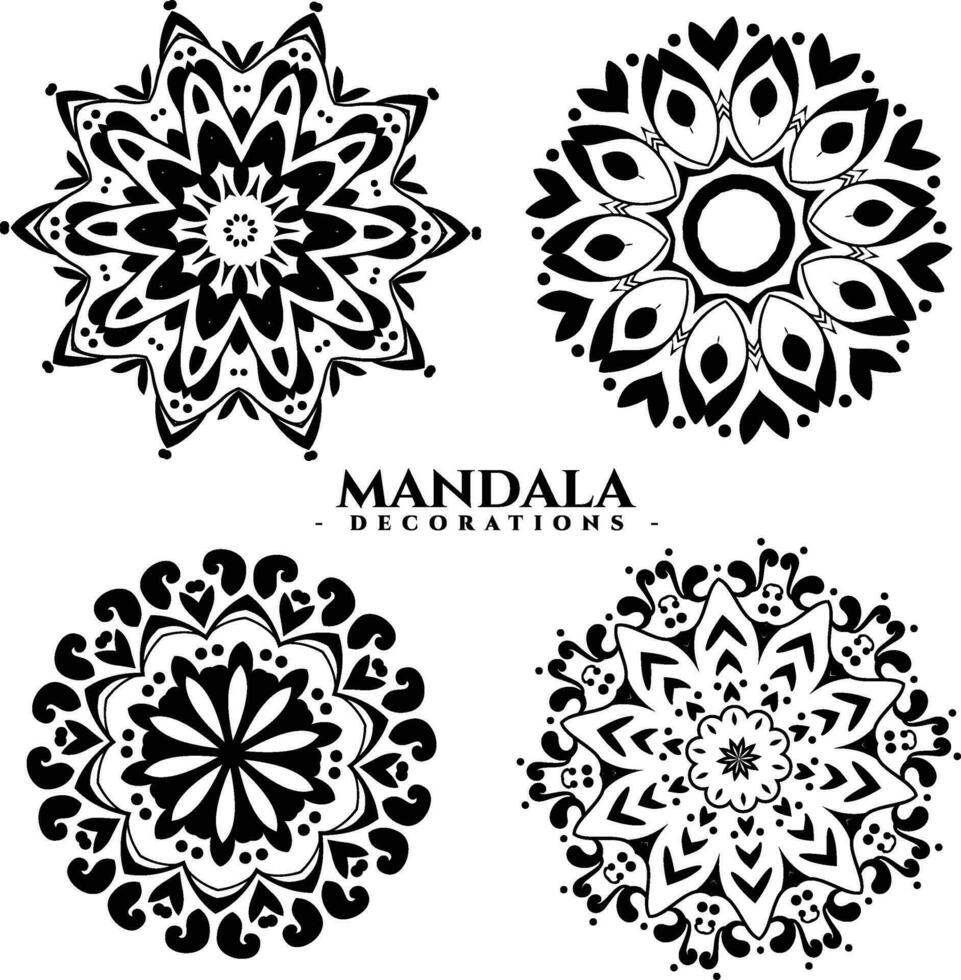 colección cuatro mandala diseños modelo vector