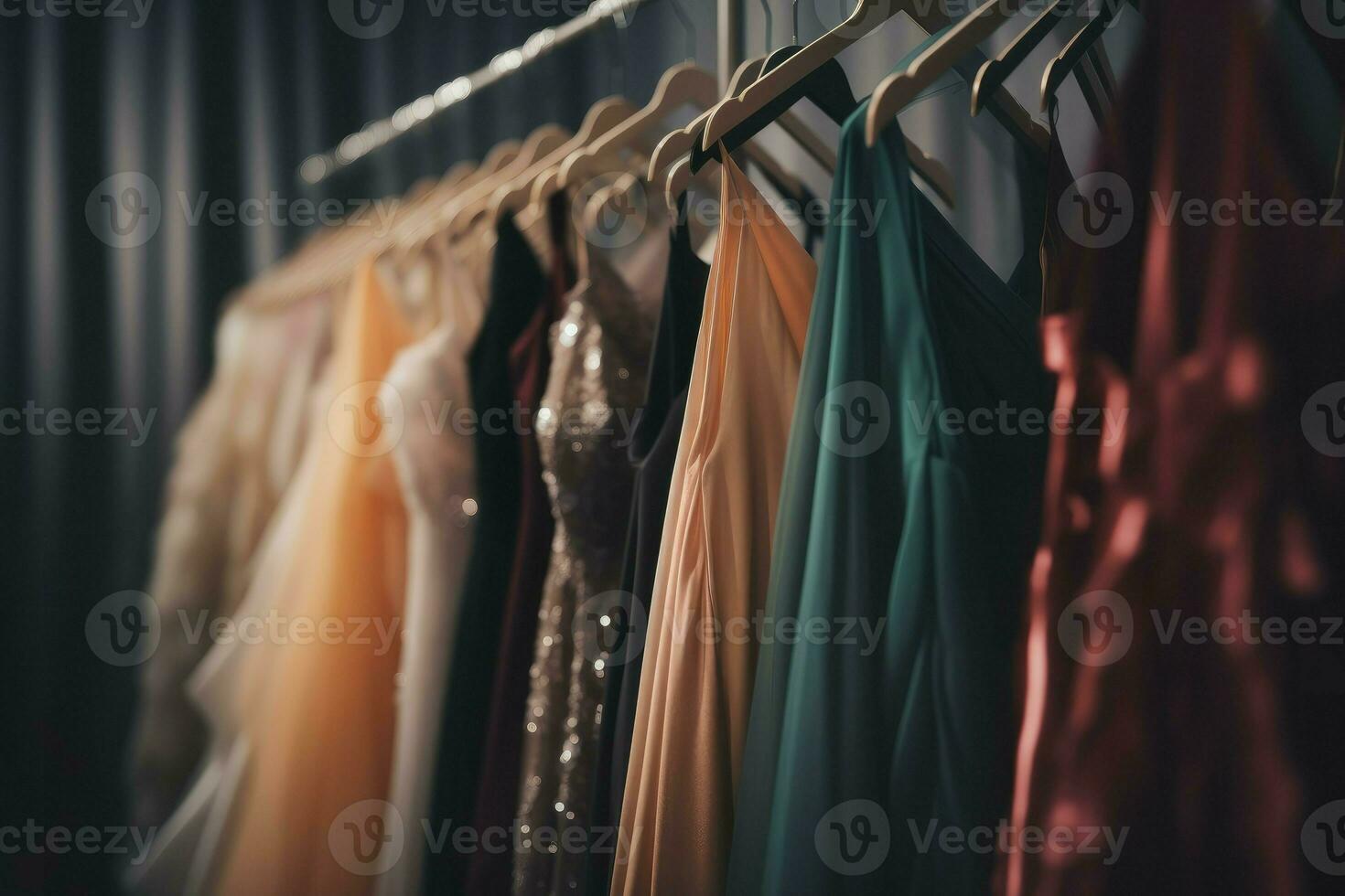 Dresses formal clothes rack. Generate Ai photo