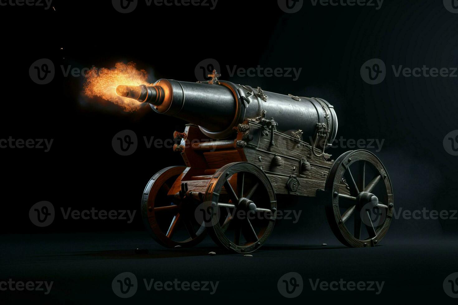 Cannon armor fire. Generate Ai photo