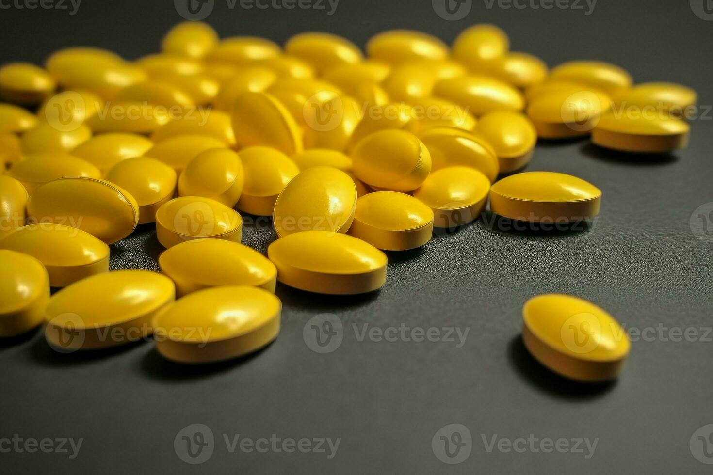 Yellow pills background. Generate Ai photo