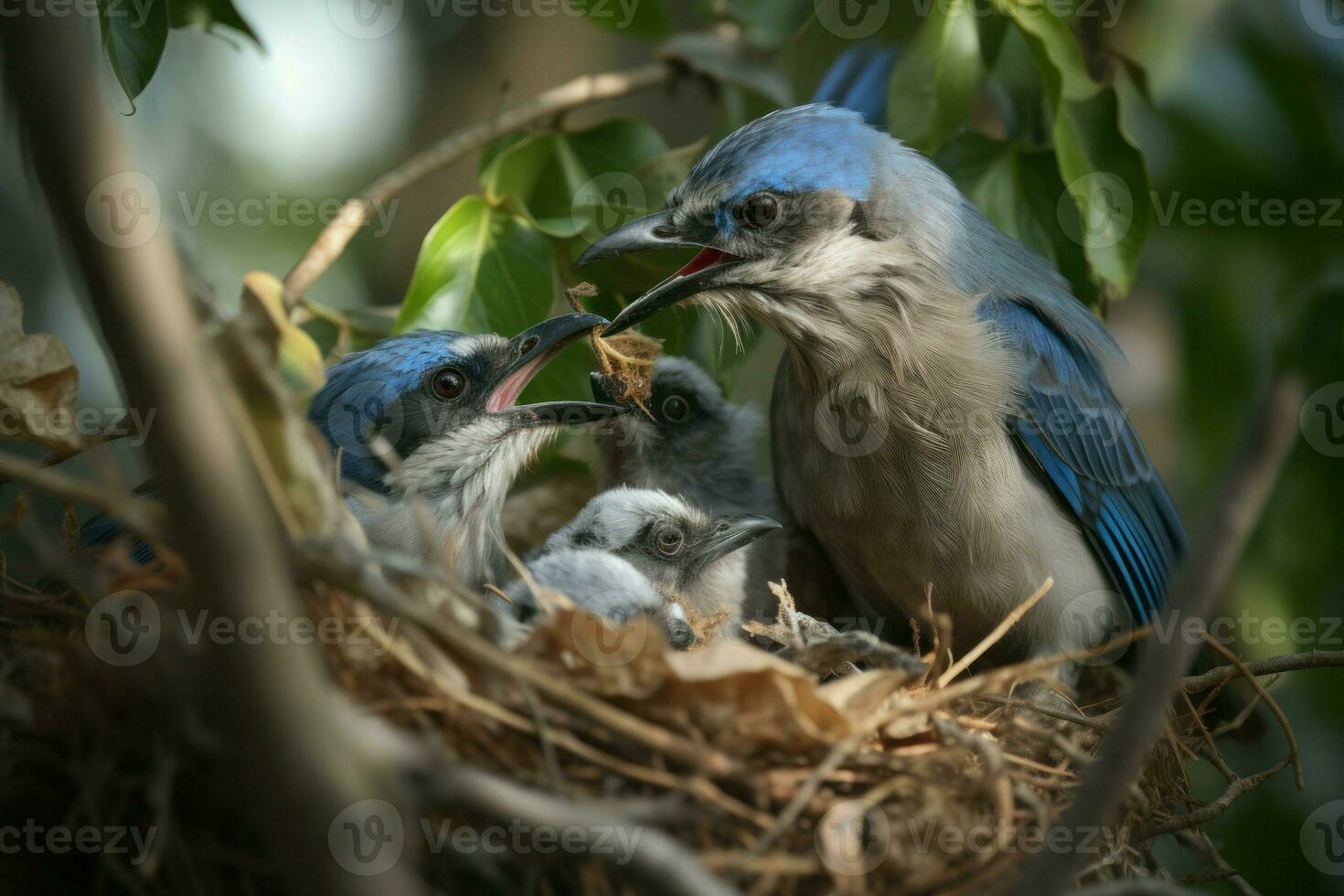 Bird jay nest. Generate Ai photo