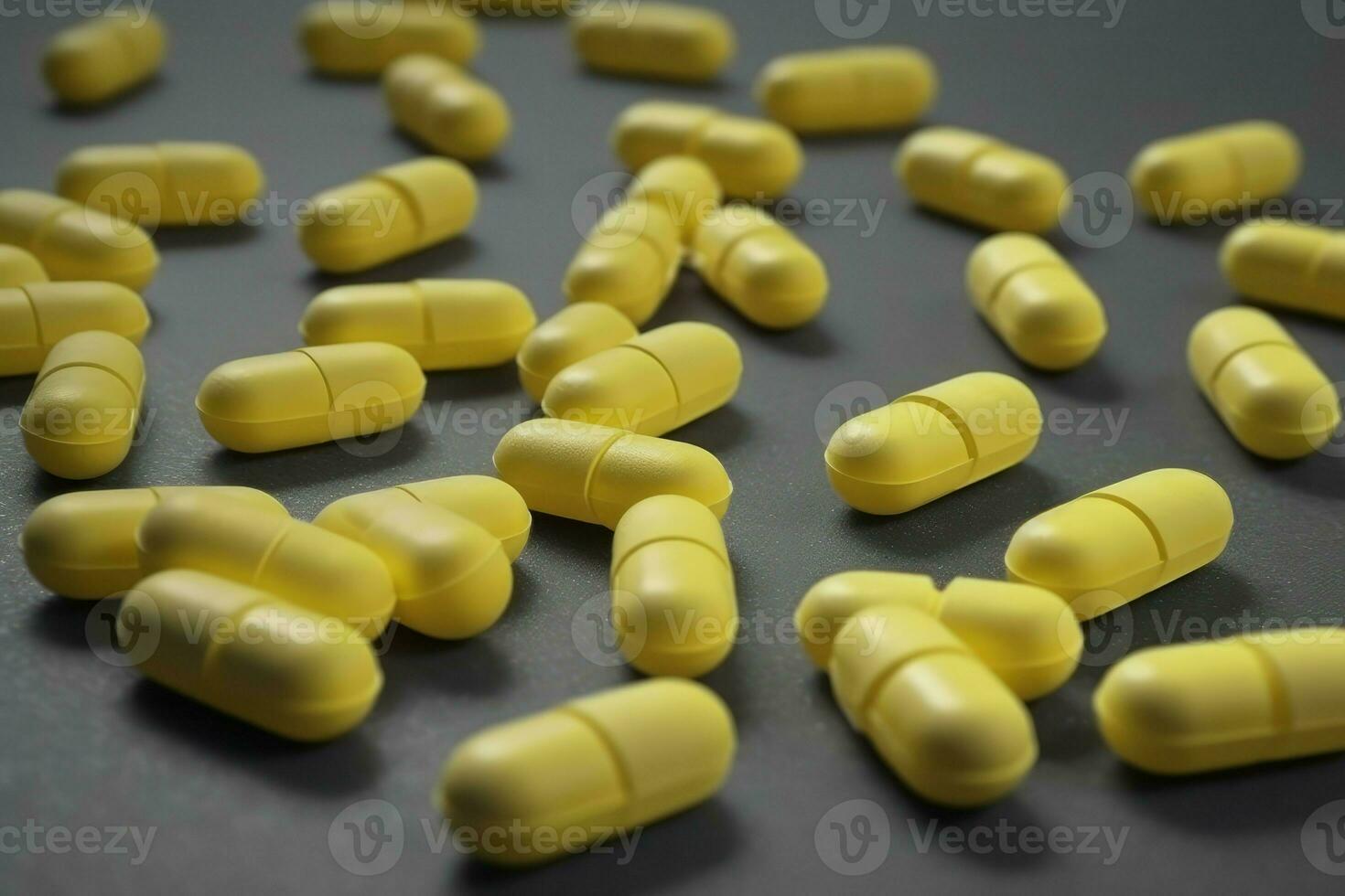 Yellow pills. Generate Ai photo
