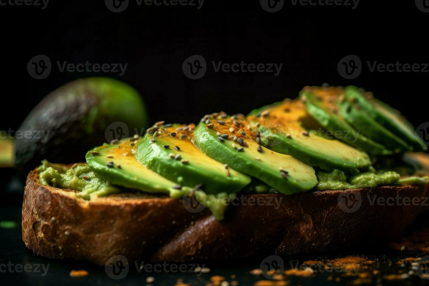 aguacate brindis tablero de cerca. generar ai foto