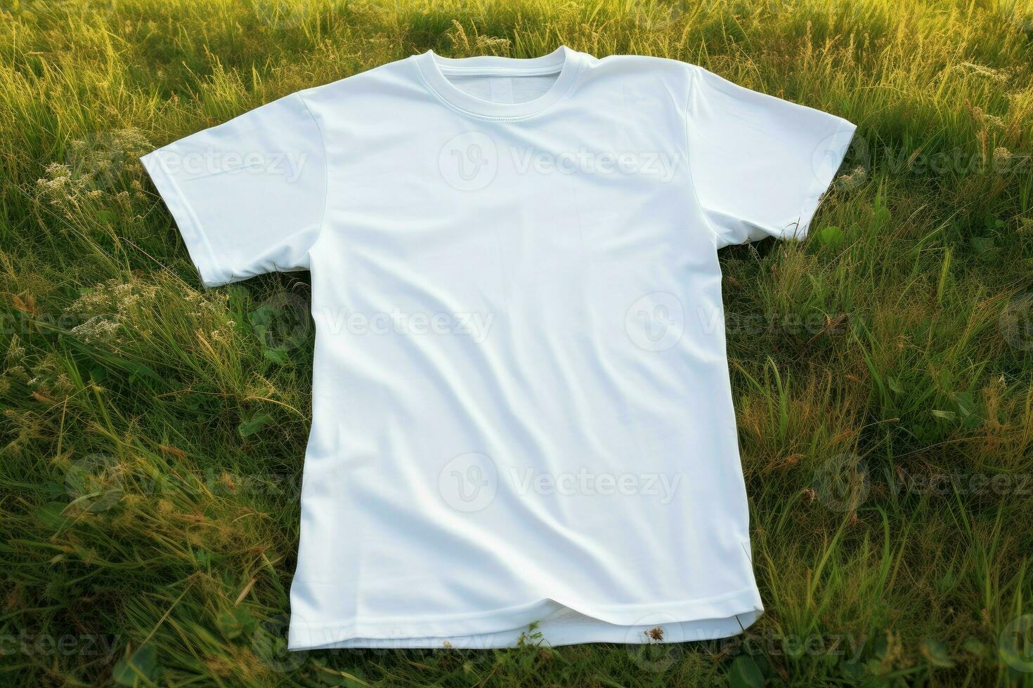 White new t-shirt mock-up. Generate Ai photo