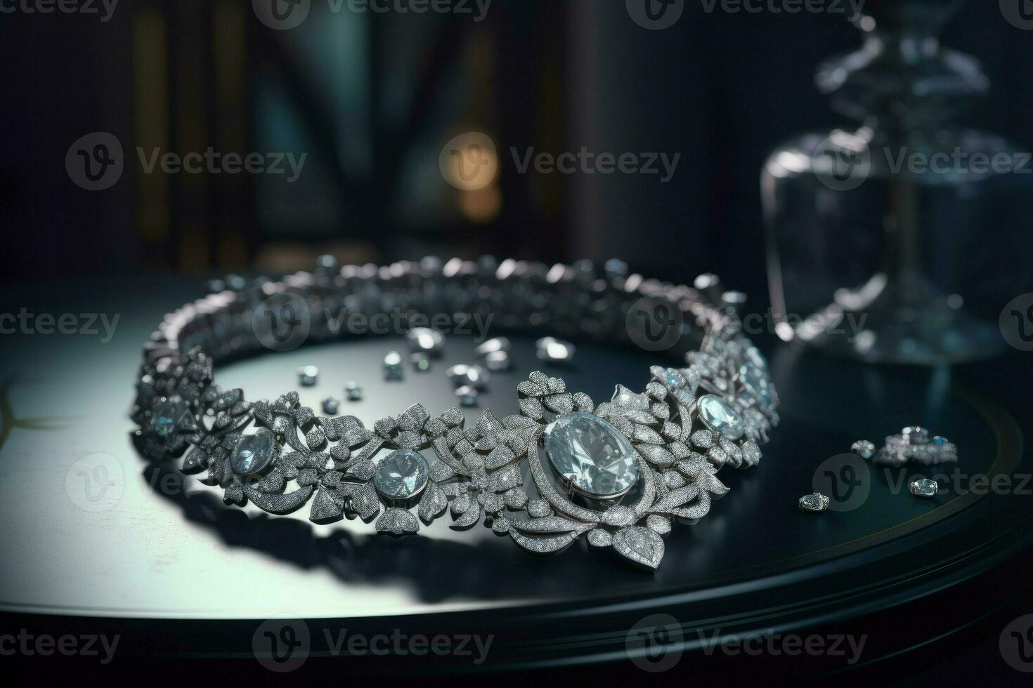 Elegant diamonds necklace fashion. Generate Ai photo