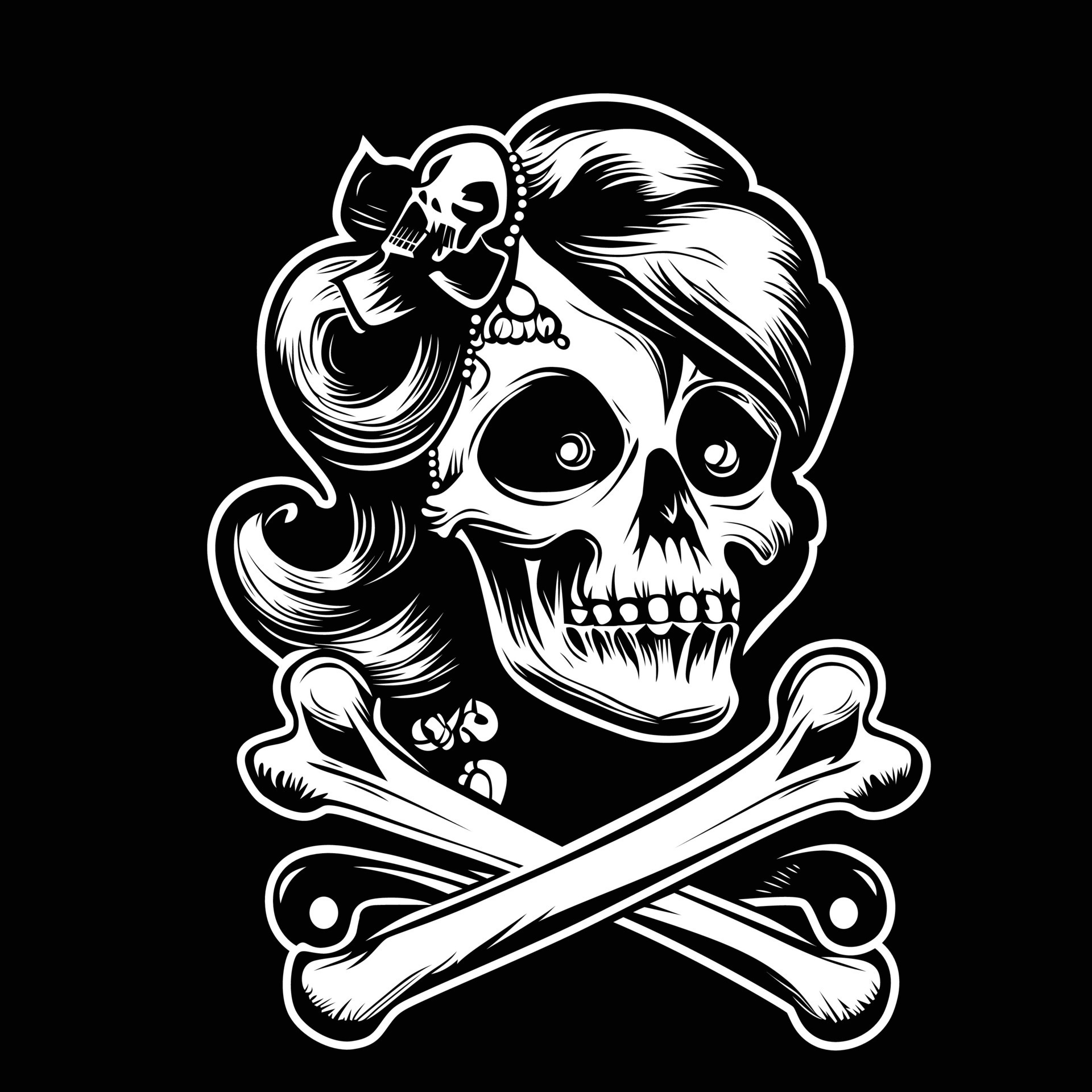 Girly Skull And Crossbone Tattoos