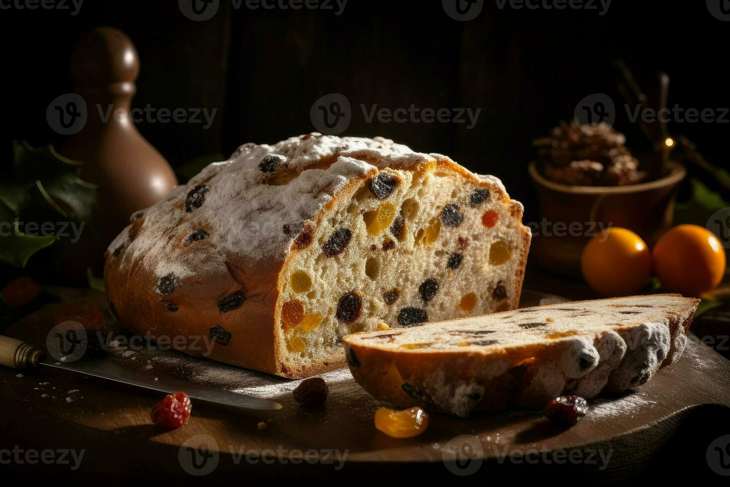 Stolen christmas bread fruits. Generate Ai photo