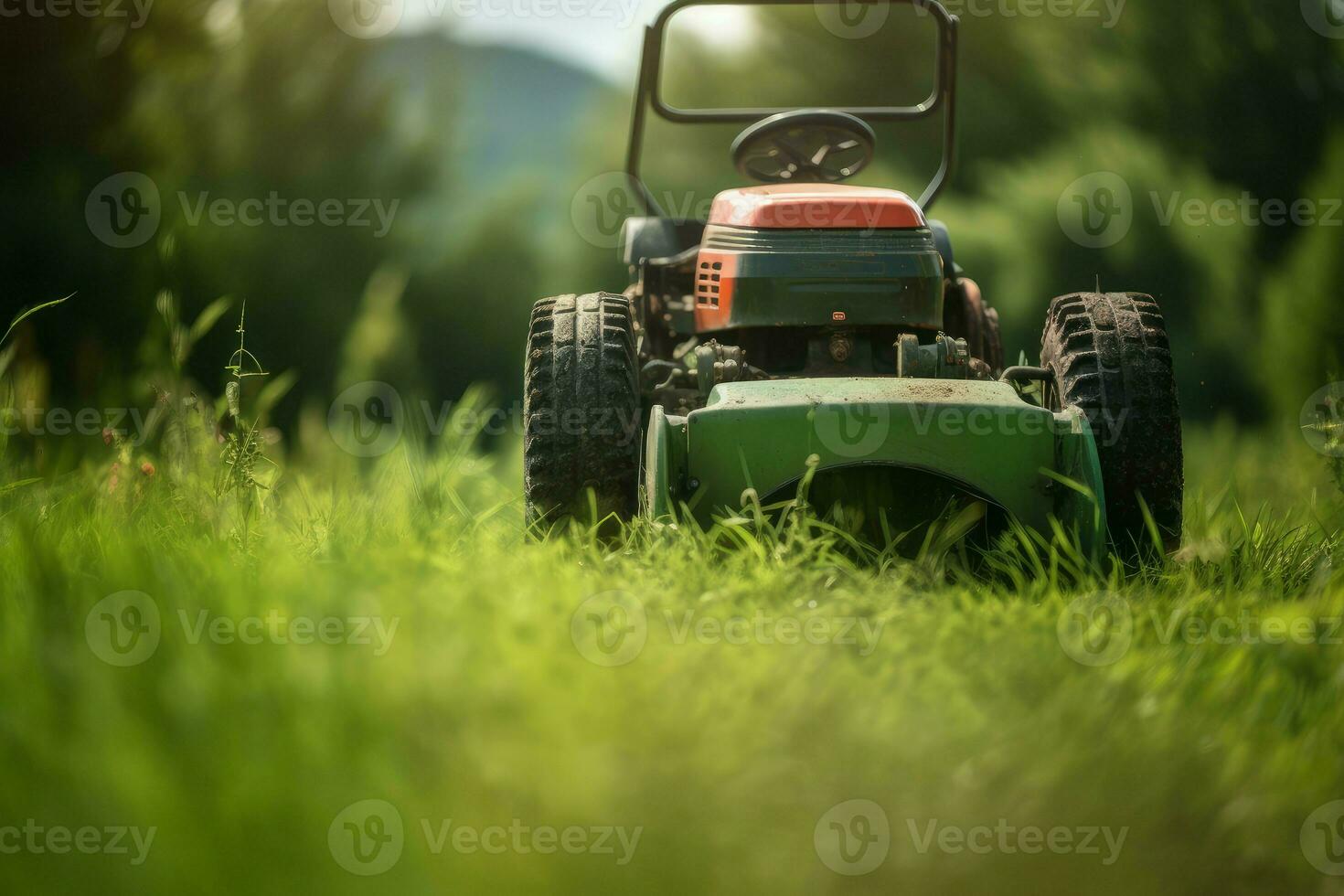 Mower grass electric. Generate Ai photo