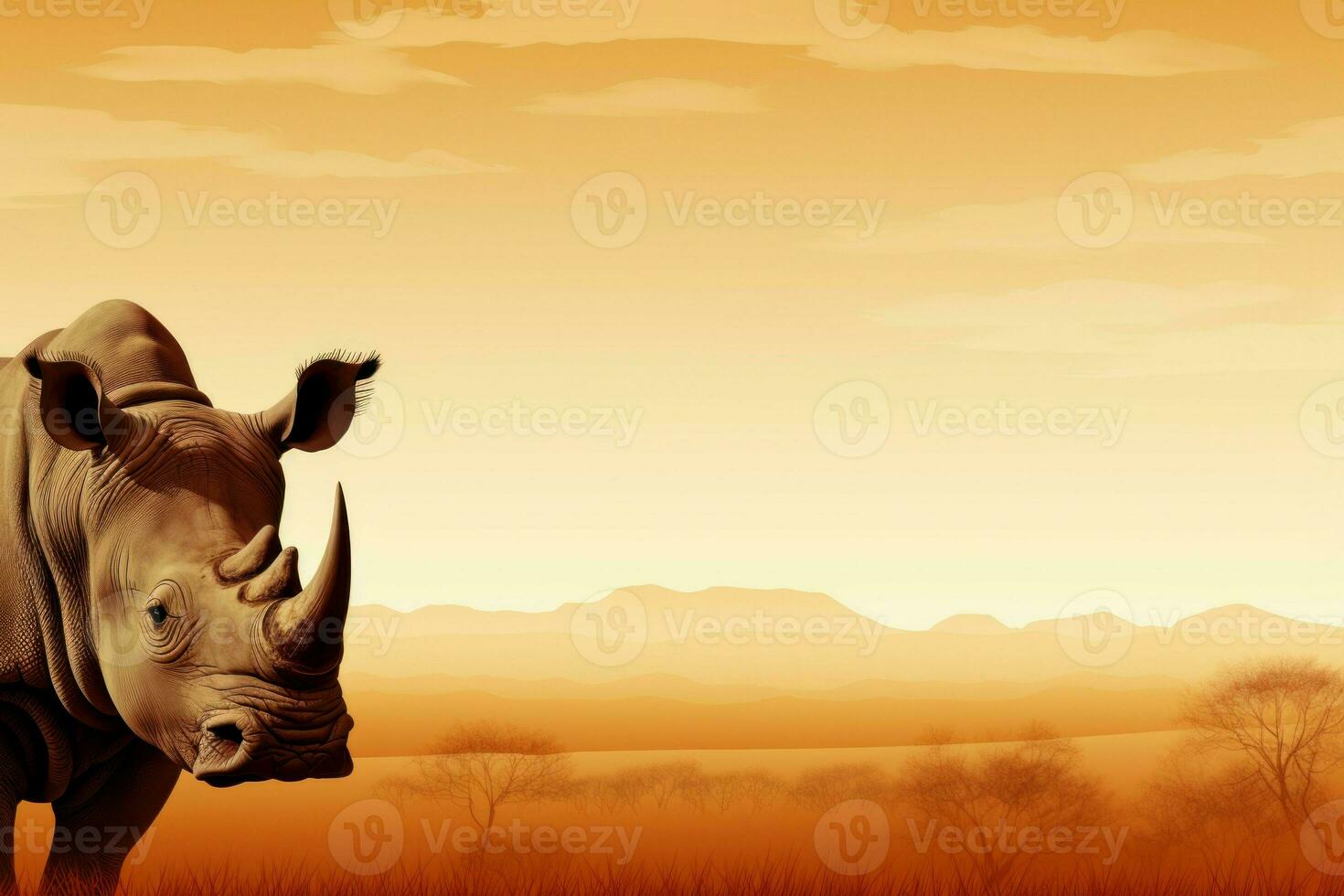 Rhinoceros african savanna. Generate Ai photo