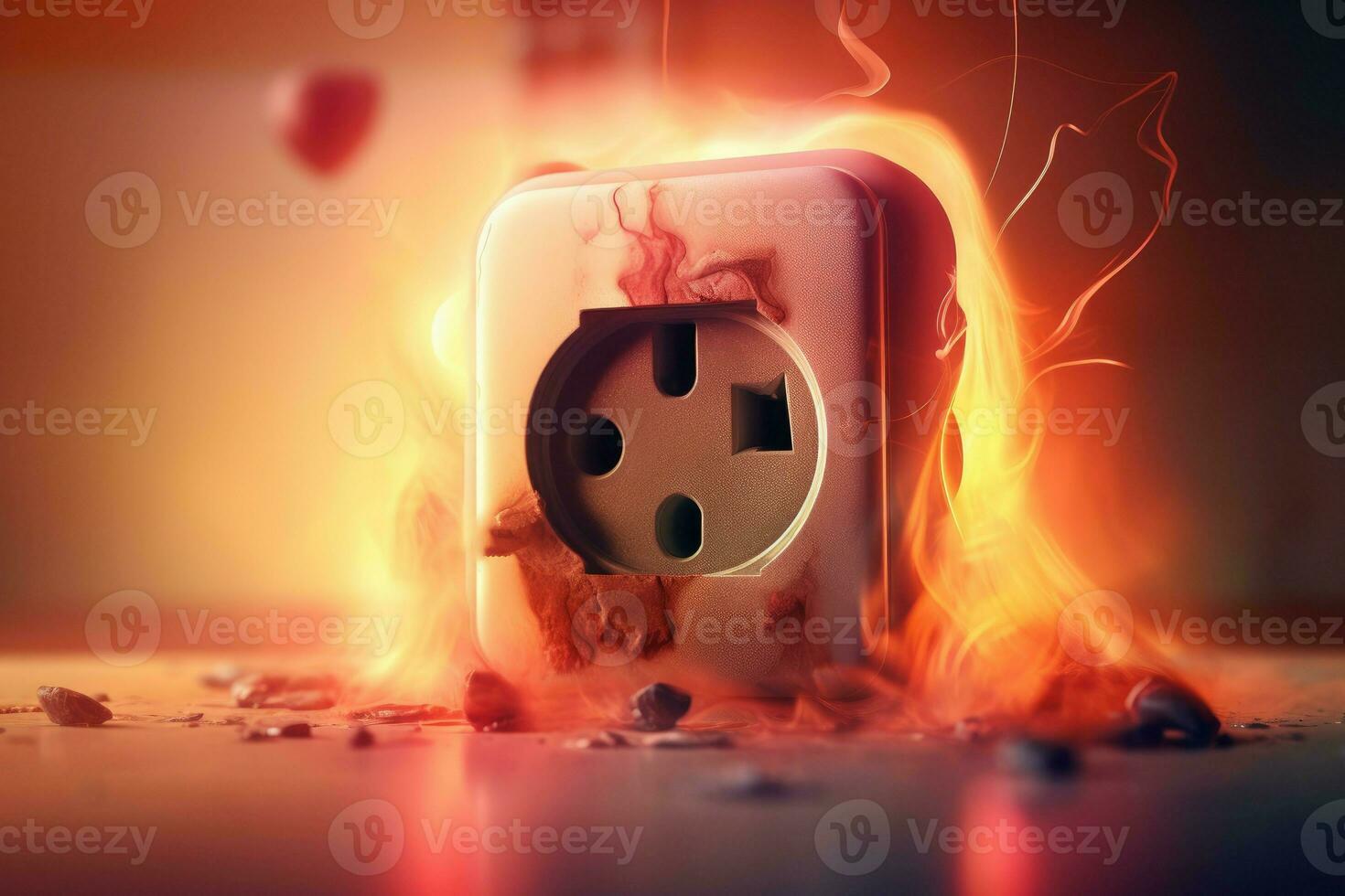 Burning power socket safety. Generate Ai photo