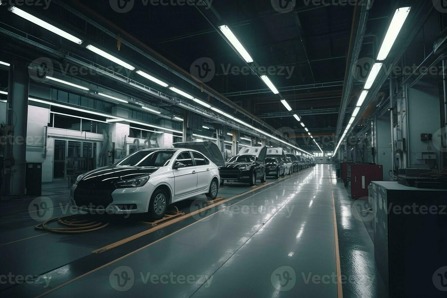 Modern cars factory. Generate Ai photo