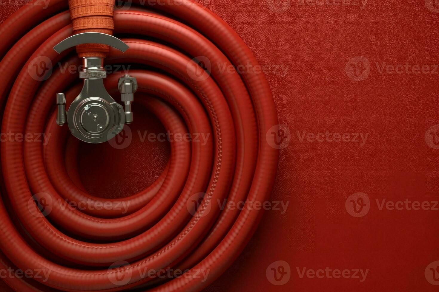 Red fire hose mockup. Generate Ai photo