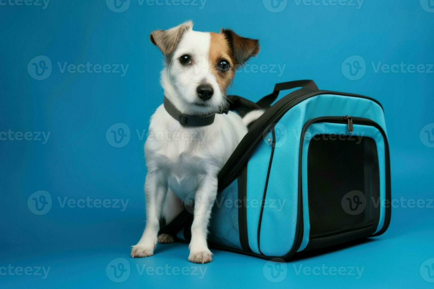 perro viaje mascota bolsa. generar ai foto