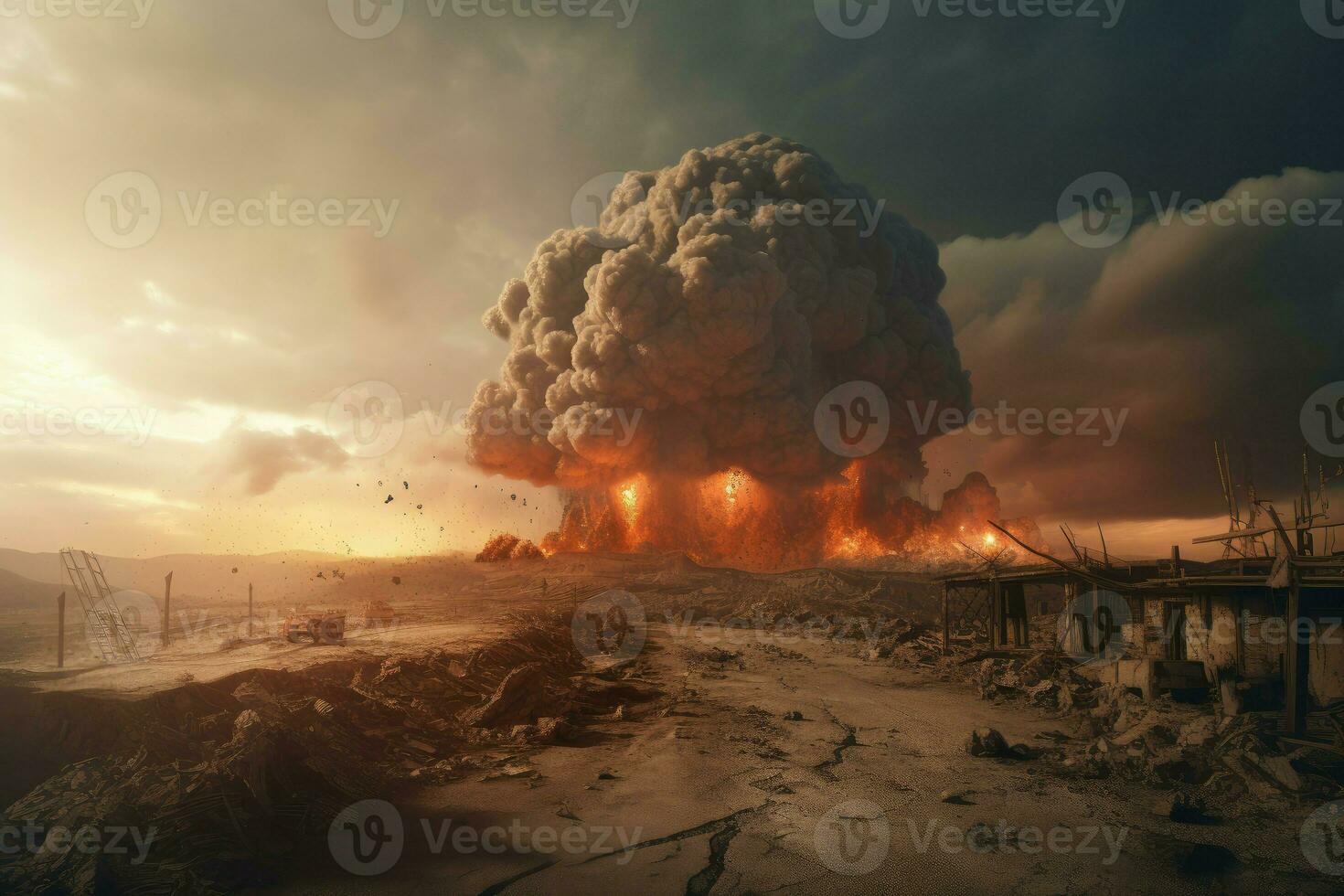 Apocalyptic scene. Generate Ai photo