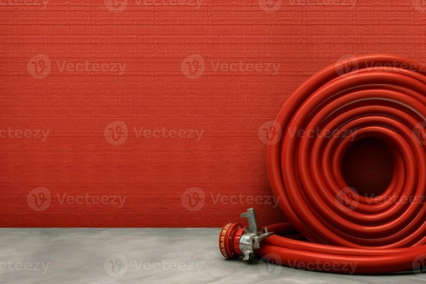 Red fire hose background. Generate Ai photo
