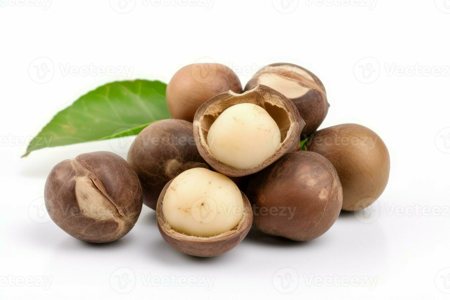Macadamia nuts raw. Generate Ai photo