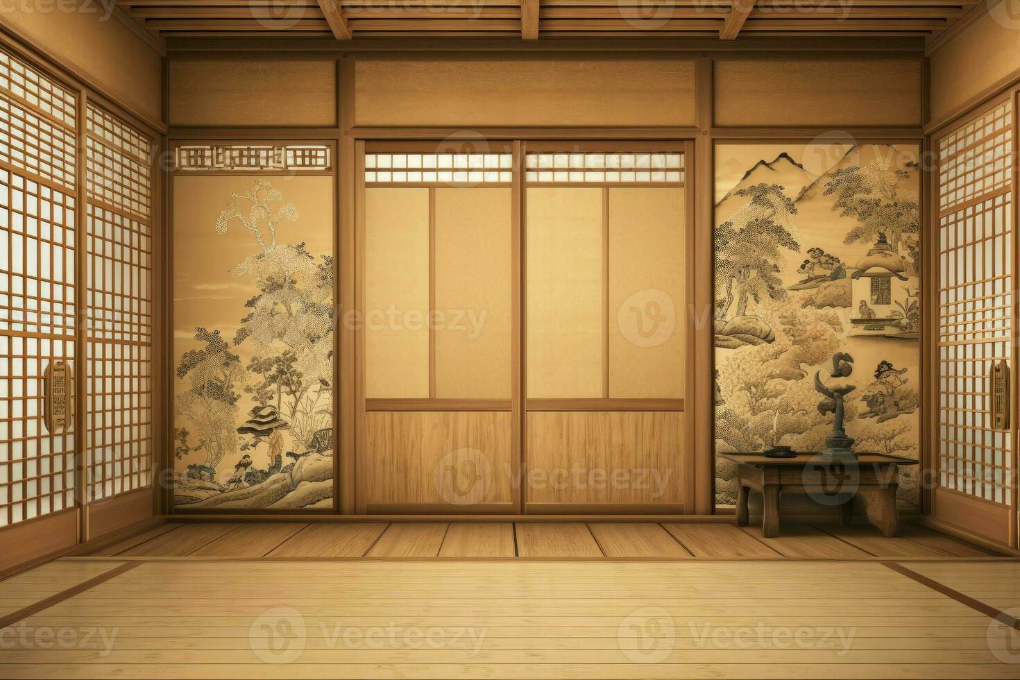 Japanese traditional style room. Generate Ai photo