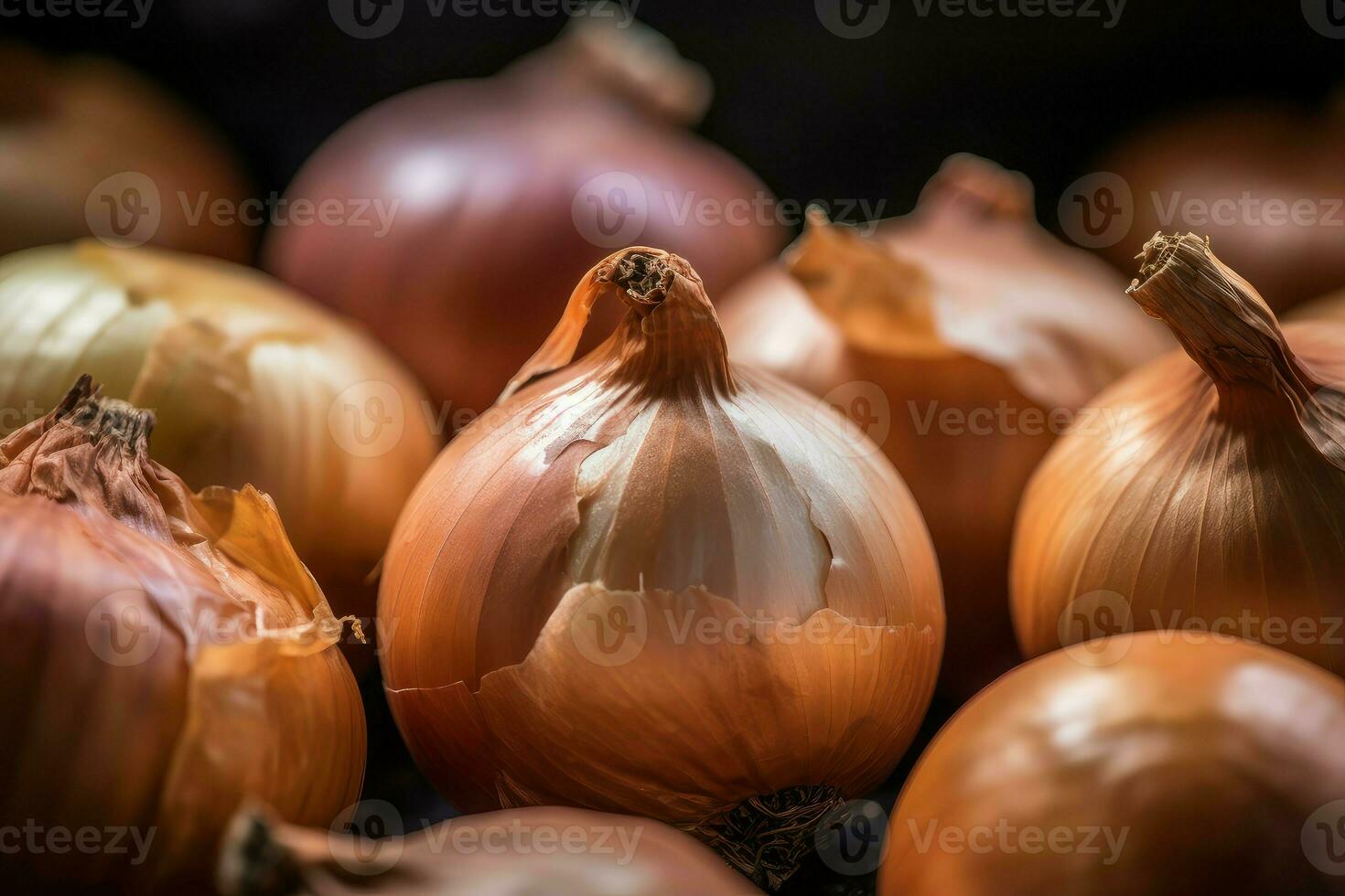 Closeup onions food. Generate Ai photo