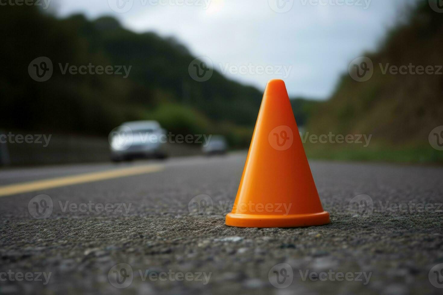 Traffic cone road. Generate Ai photo