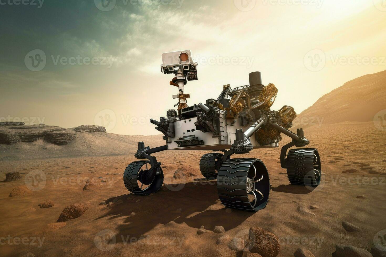 Mars exploring rover. Generate Ai photo