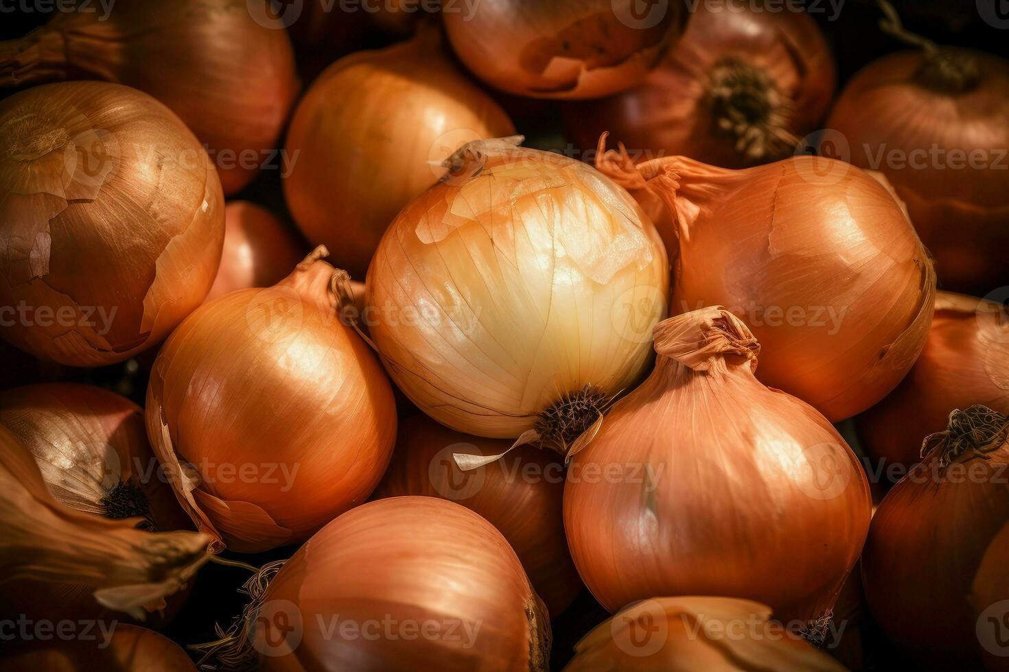 Closeup onions vegetable. Generate Ai photo