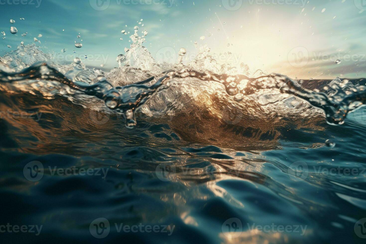 Detailed water macro splash. Generate Ai photo