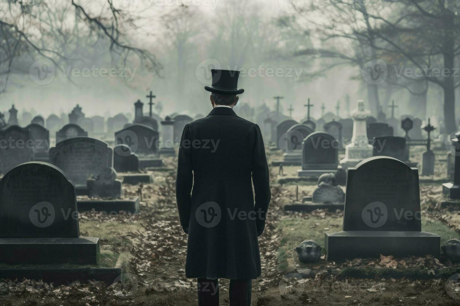 Undertaker cemetery. Generate Ai photo