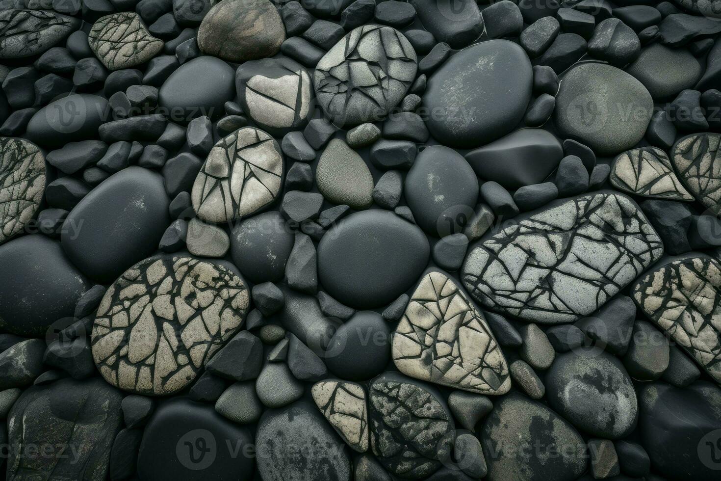 Black stones background. Generate Ai photo