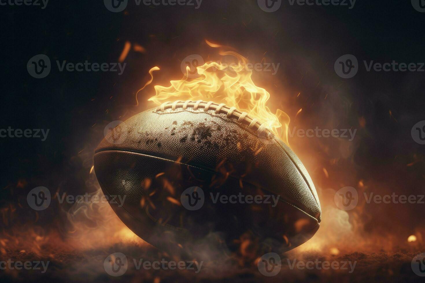 American football fire ball. Generate Ai photo