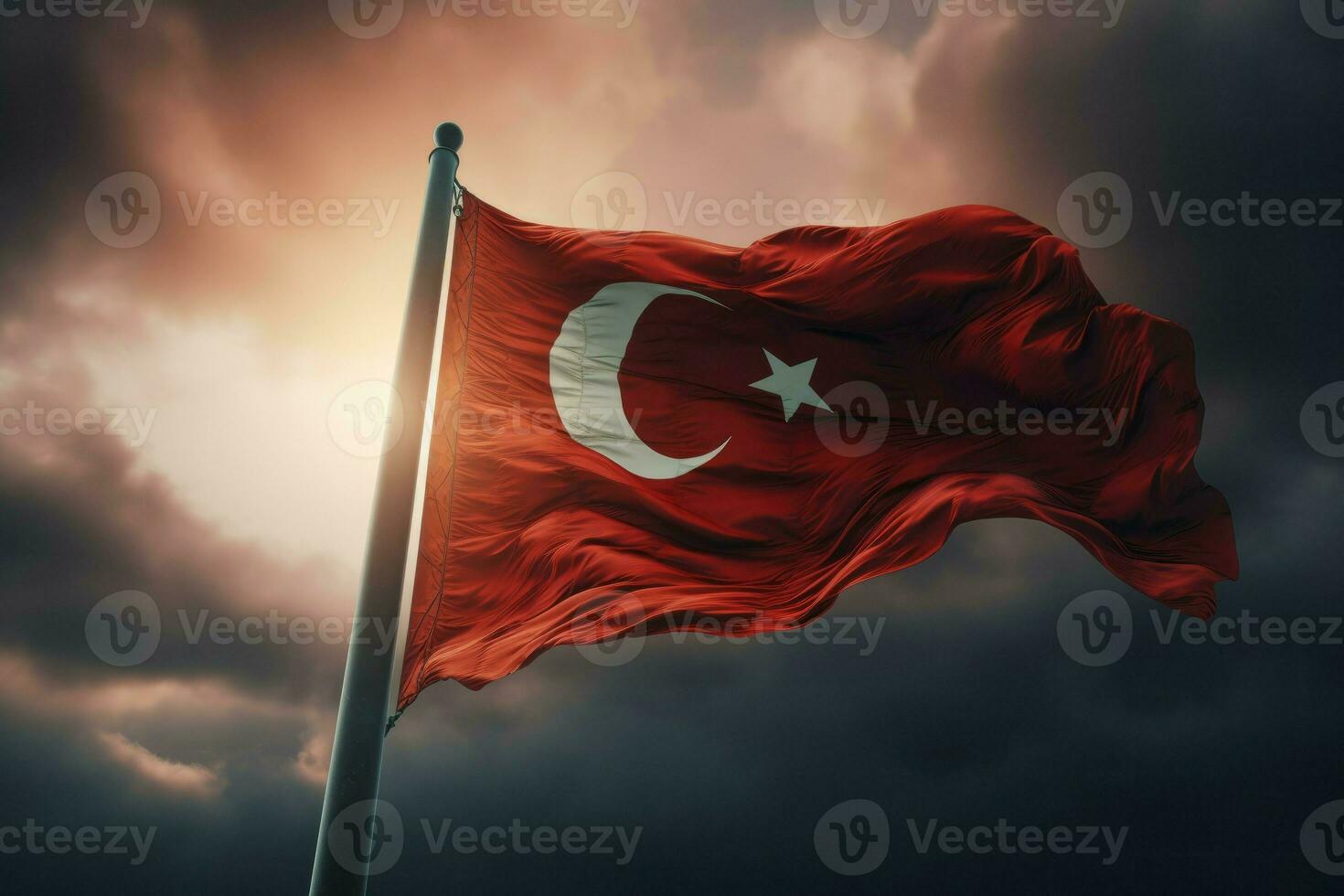 Turkey flag waving. Generate Ai photo