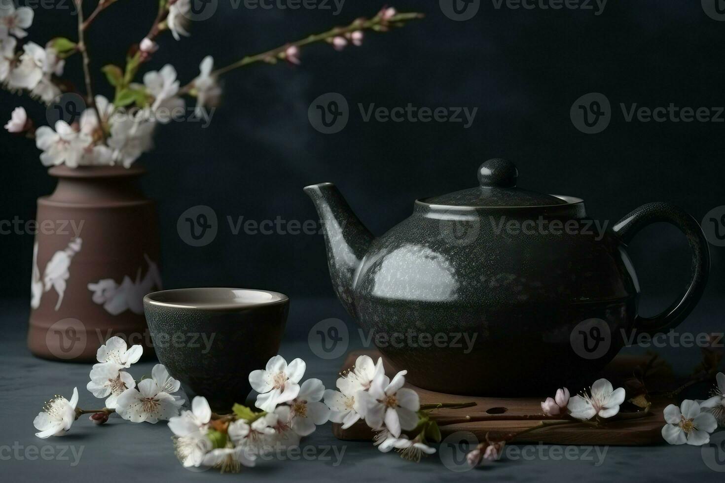 Sakura tea ceremony event. Generate Ai photo
