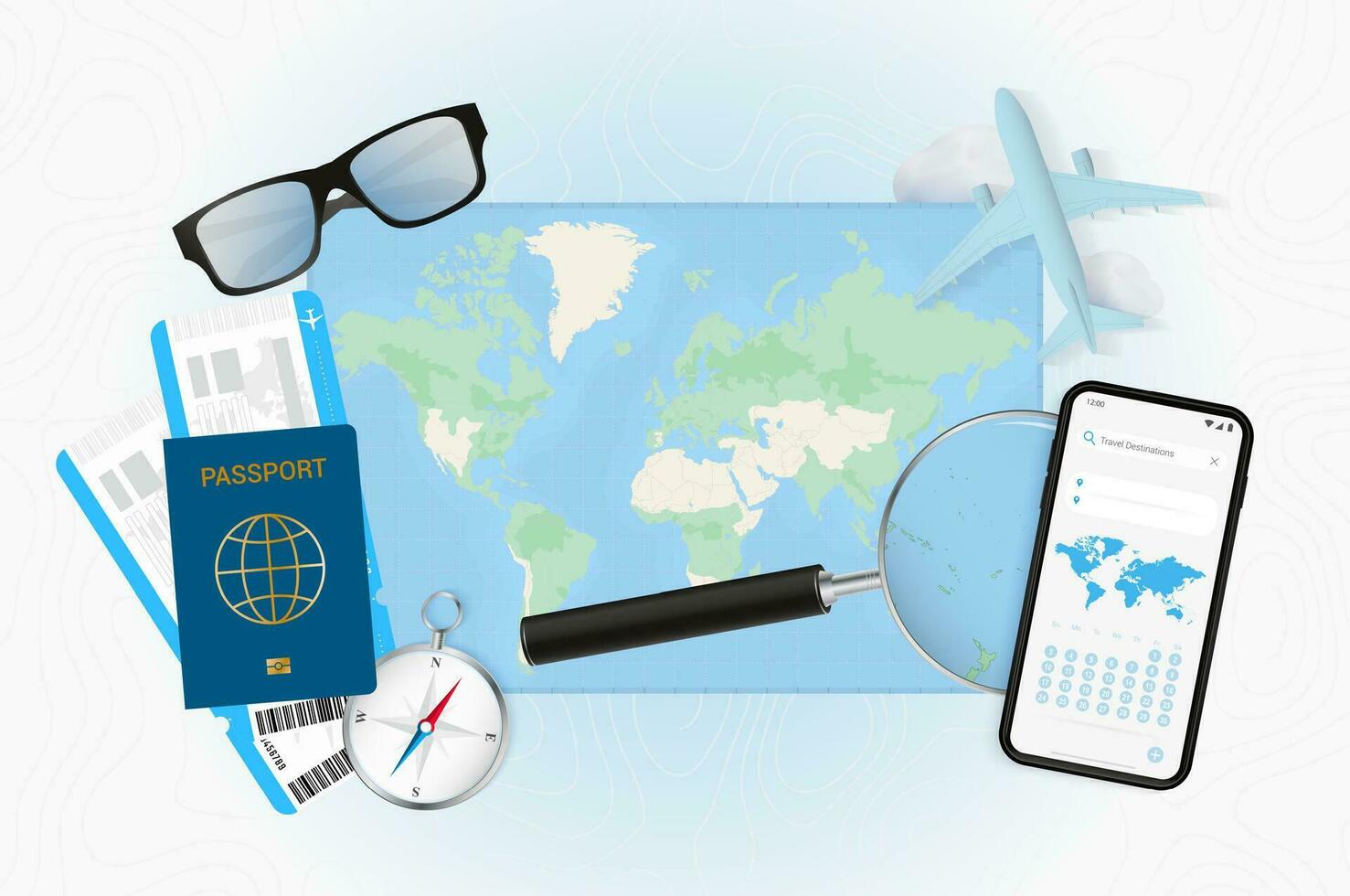 Conceptual illustration of a trip to Samoa with travel gear. vector