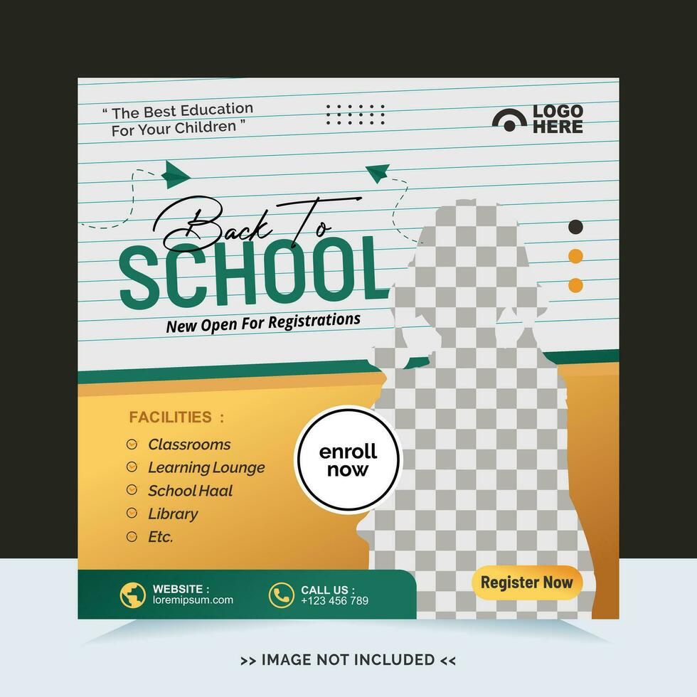 Back to school for social media post template and online advertisement vector