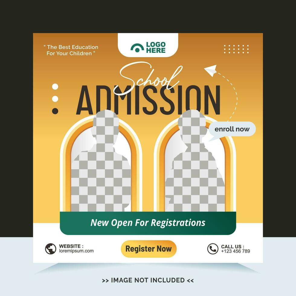 School admission for social media post template and online advertisement vector