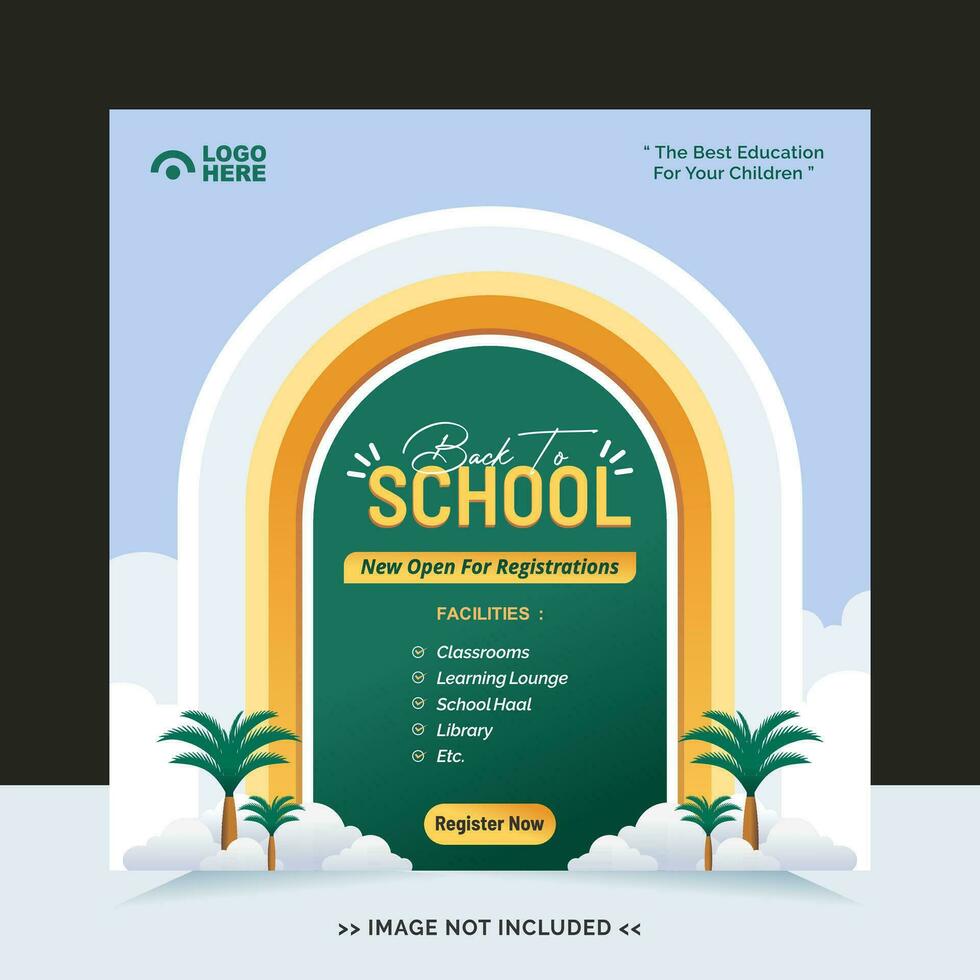 Back to school for social media post template and online advertisement vector