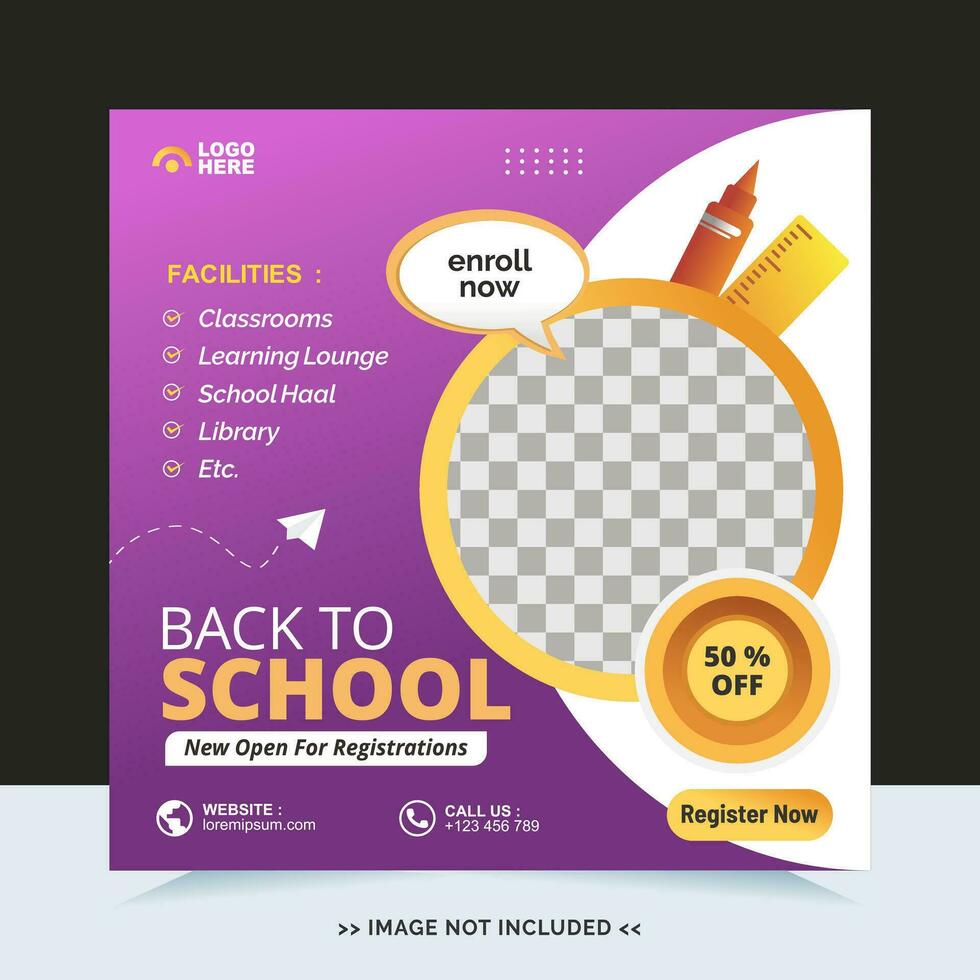 Back to school for social media post template and online advertisement vector