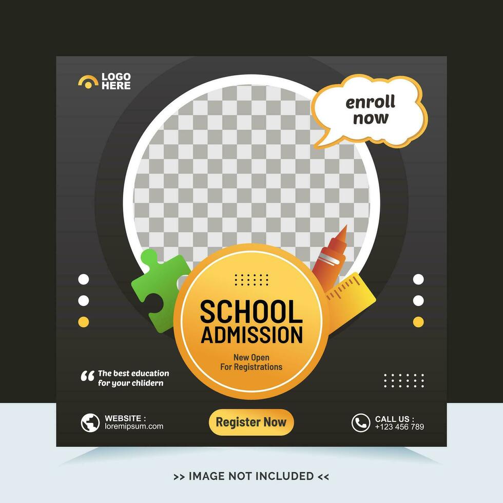 School admission for social media post template and online advertisement vector