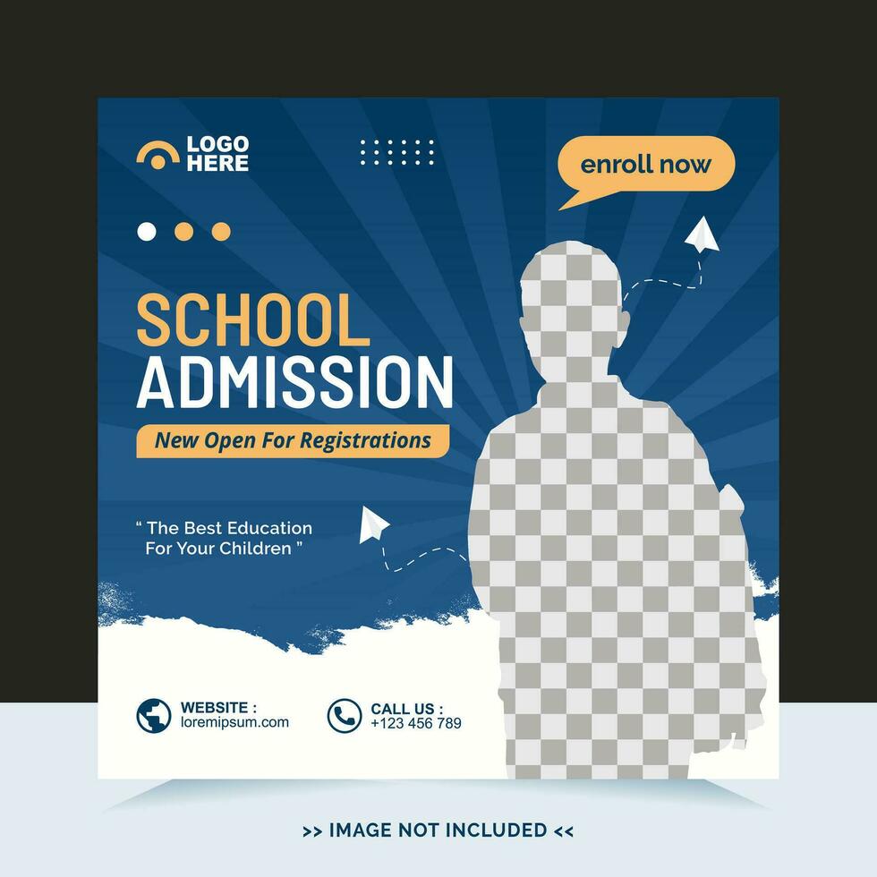 School admission for social media post template and online advertisement vector