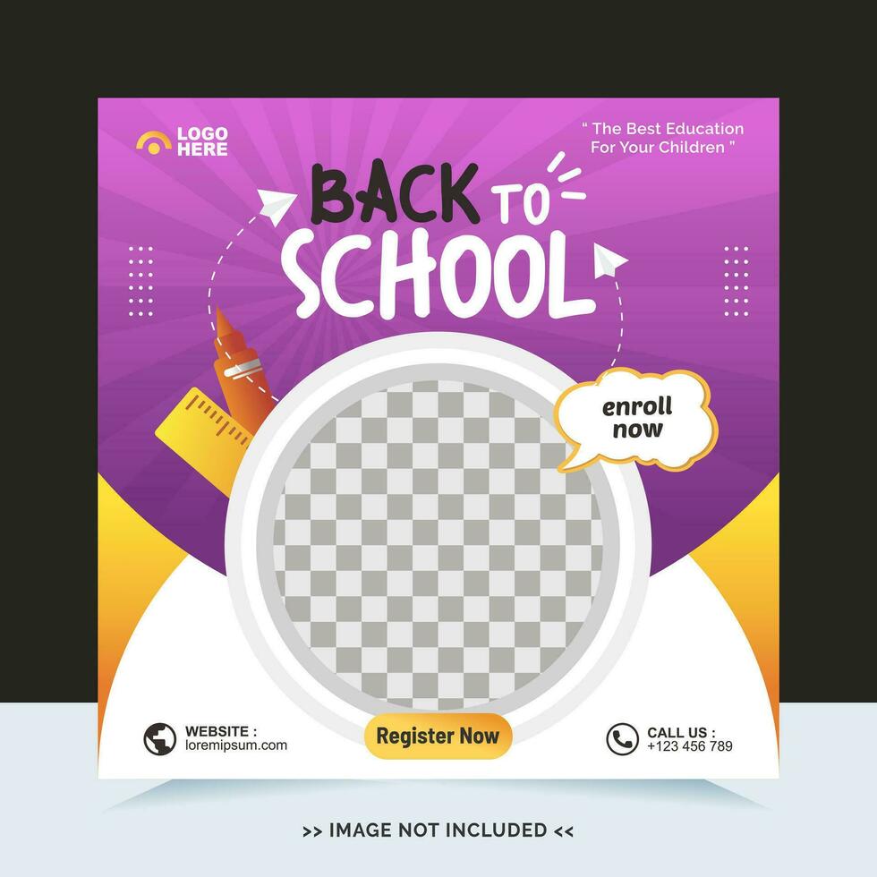 Back to school for social media post template and online advertisement vector