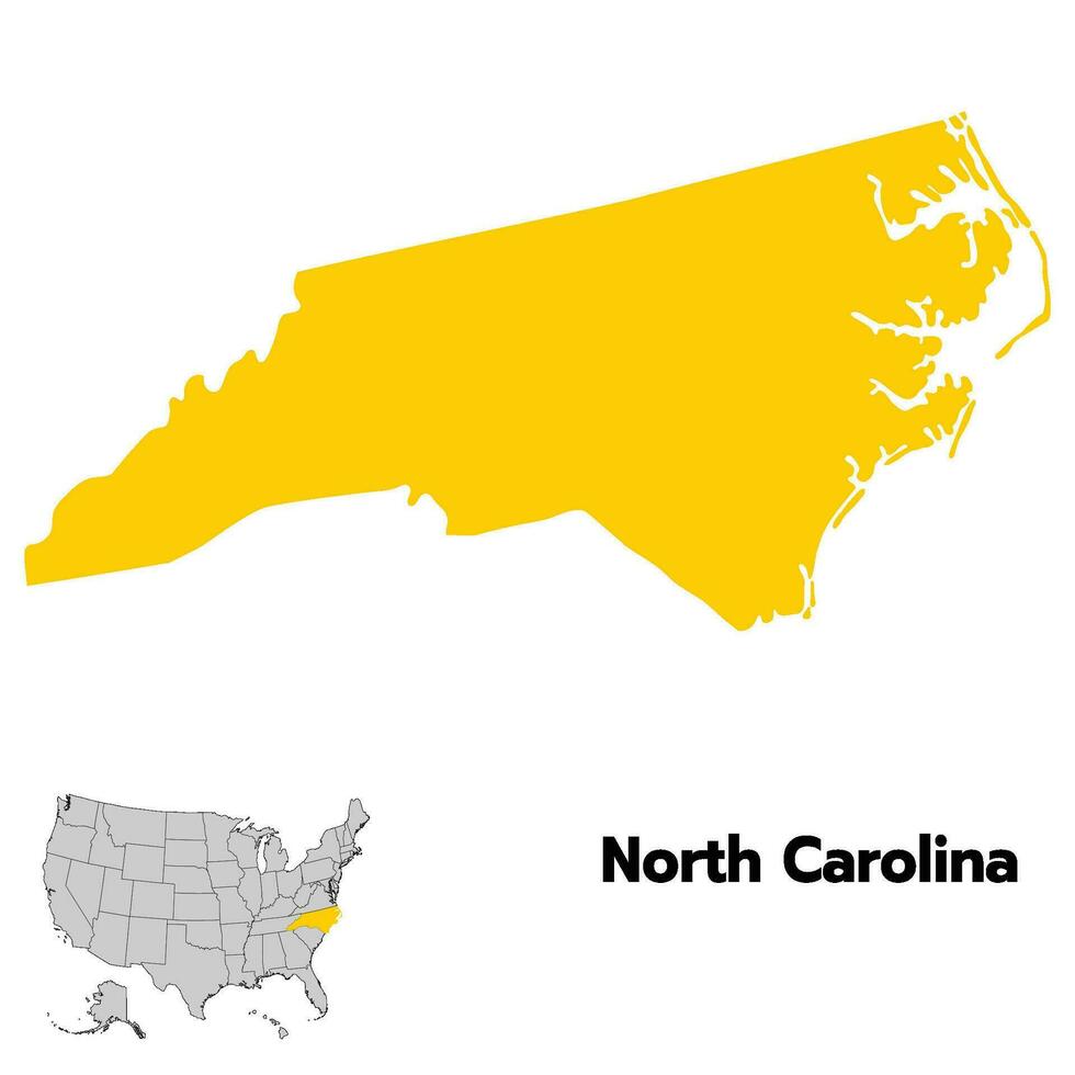 North Carolina with USA flag. USA map vector
