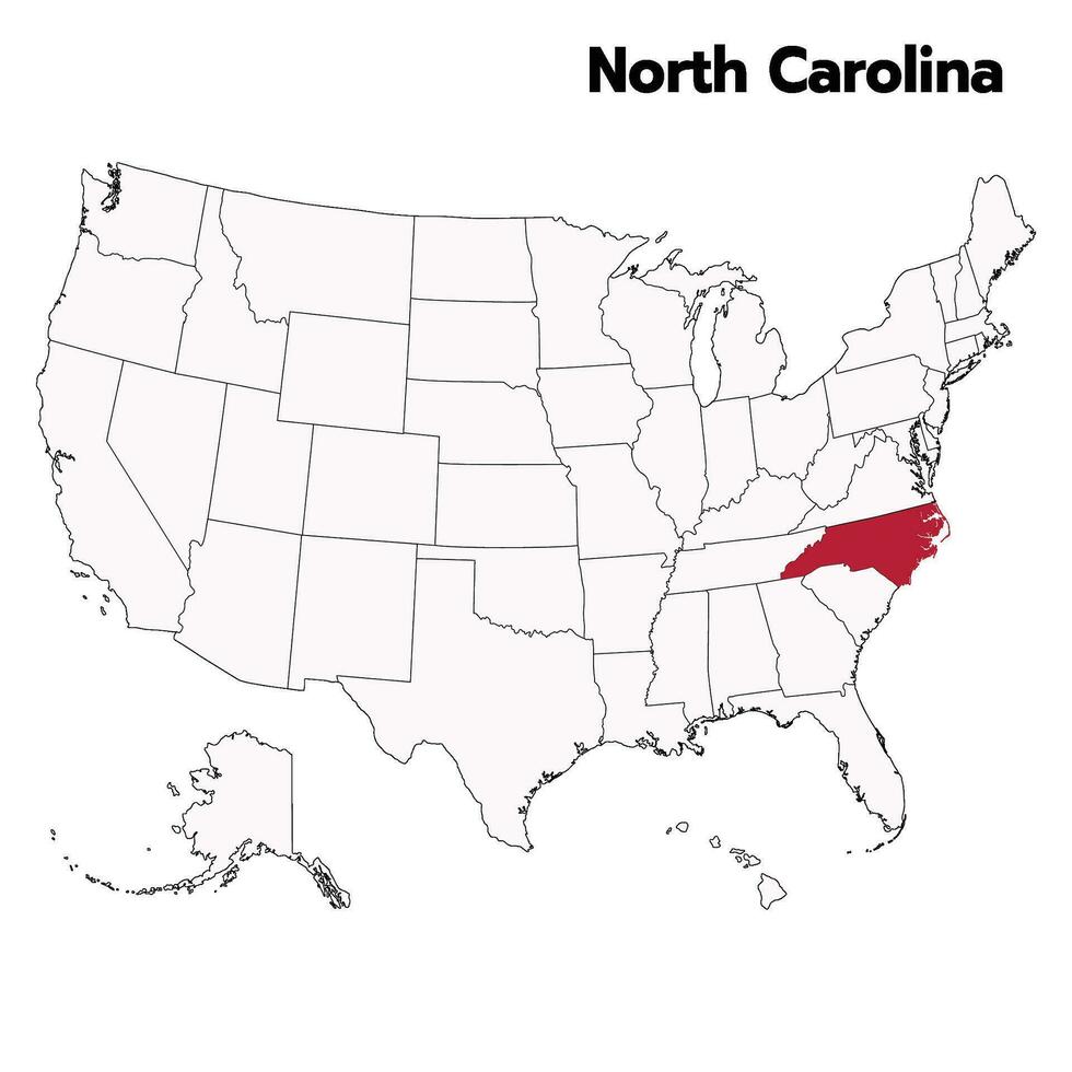 norte carolina con Estados Unidos bandera. Estados Unidos mapa vector