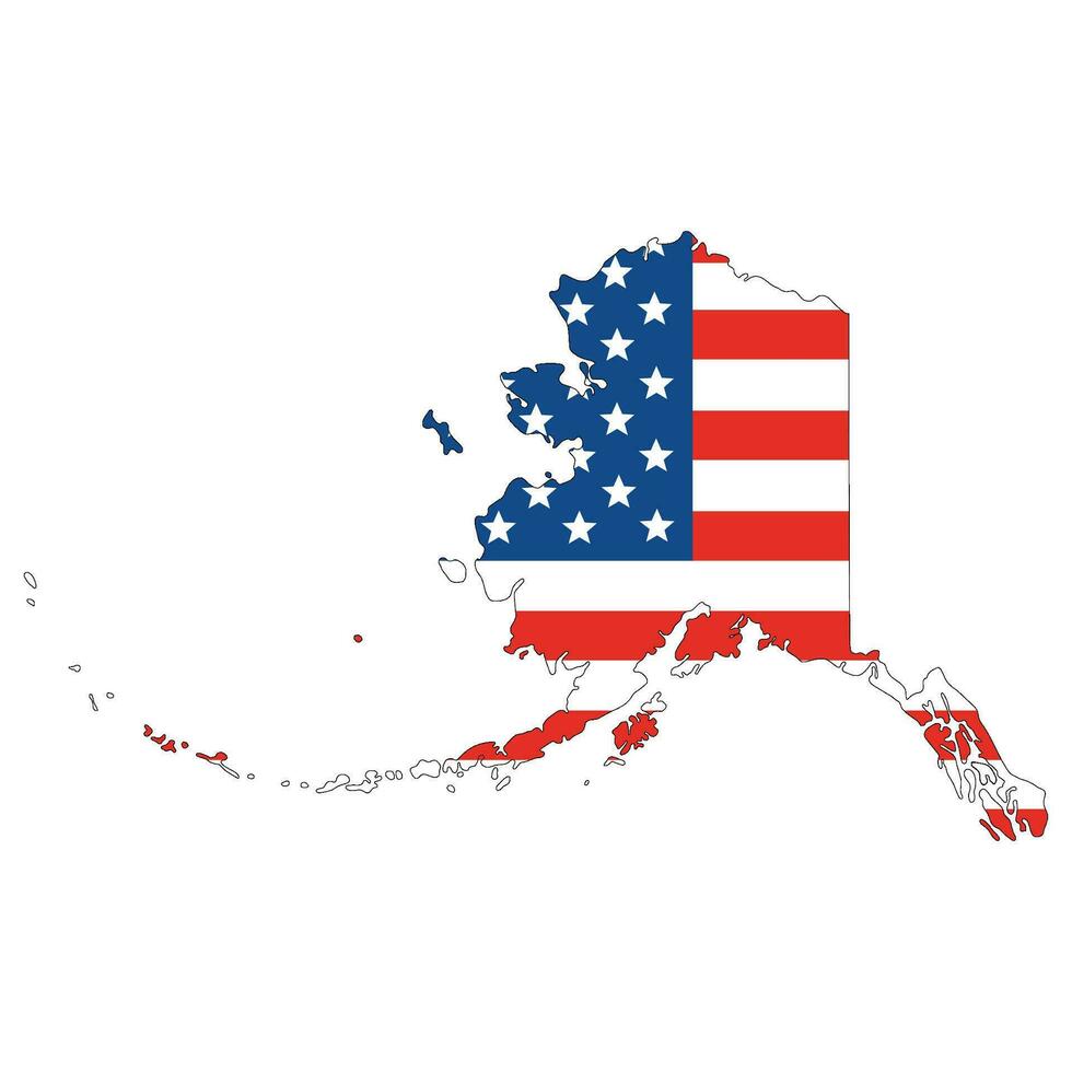 Alaska mapa con Estados Unidos bandera vector